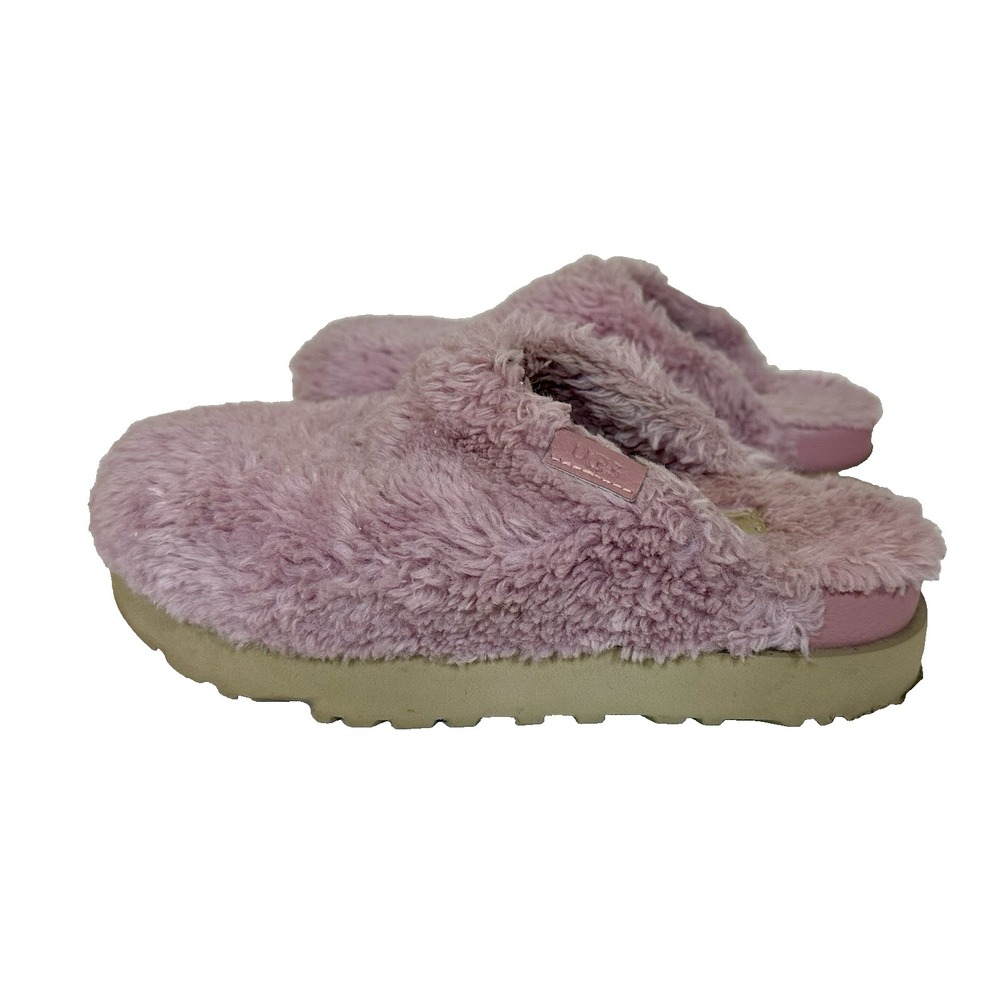 UGG Mules Fuzzy Fabric Platform Slipper Pink Womens Size 7‎